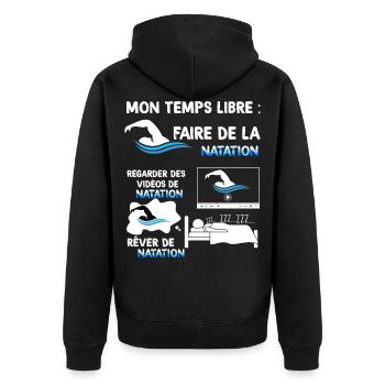 Natation, mon temps libre passionnant, idée cadeau - Veste à capuche bio Premium Unisexe - noir - Dos - Nico (187cm)