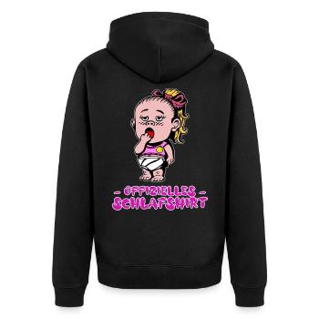 offizielles Schlafshirt - Schlafanzug - Nachthemd - Unisex Premium Bio Zip Hoodie - Schwarz - Hinten - Nico (187cm)