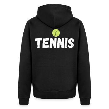 tennis / Tennis / Tennis spieler / Tennis Spielen - Unisex Premium Bio Zip Hoodie - Schwarz - Hinten - Nico (187cm)