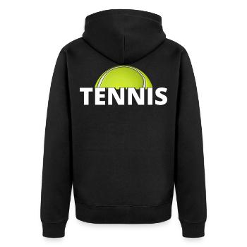 tennis / Tennis / Tennis spieler / Tennis Spielen - Unisex Premium Bio Zip Hoodie - Schwarz - Hinten - Nico (187cm)