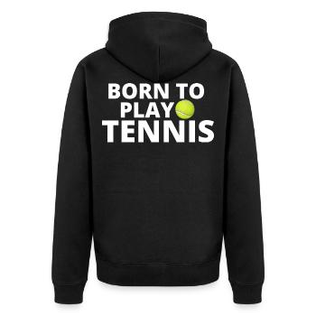 tennis / Tennis / Tennis spieler / Tennis Spielen - Unisex Premium Bio Zip Hoodie - Schwarz - Hinten - Nico (187cm)