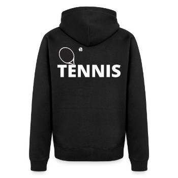 tennis / Tennis / Tennis spieler / Tennis Spielen - Unisex Premium Bio Zip Hoodie - Schwarz - Hinten - Nico (187cm)