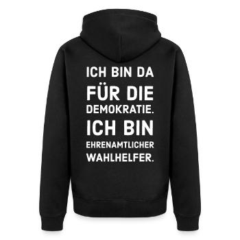 Wahlhelfer - Unisex Premium Bio Zip Hoodie - Schwarz - Hinten - Nico (187cm)