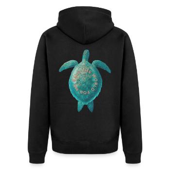 Tortue Climat Droits de l’homme Environnement - Veste à capuche bio Premium Unisexe - noir - Dos - Nico (187cm)