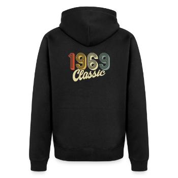 classic 1969 retro t shirt 1969 - Veste à capuche bio Premium Unisexe - noir - Dos - Nico (187cm)