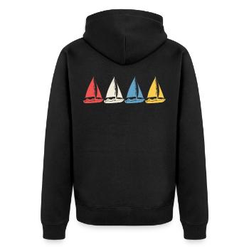retro sailing captain sail t-shirt sailboat - Unisex Premium Bio Zip Hoodie - Schwarz - Hinten - Nico (187cm)