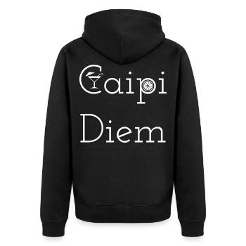 Caipi-Diem Caipirinha Cocktail - Unisex Premium Organic Zip Hoodie - black - Back - Nico (187cm)