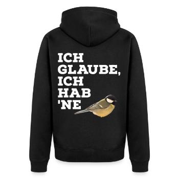 Meise - Unisex Premium Bio Zip Hoodie - Schwarz - Hinten - Nico (187cm)