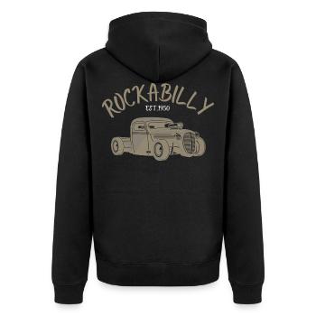 Rockabilly Rockabella Vintage 1950 rock Rcokabully - Unisex Premium Organic Zip Hoodie - black - Back - Nico (187cm)