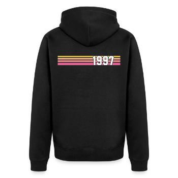 Geschenk retro 1997 vintage 1997 - Unisex Premium Bio Zip Hoodie - Schwarz - Hinten - Nico (187cm)