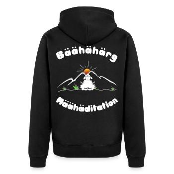 Meditation Schaf in den Bergen - Unisex Premium Bio Zip Hoodie - Schwarz - Hinten - Nico (187cm)