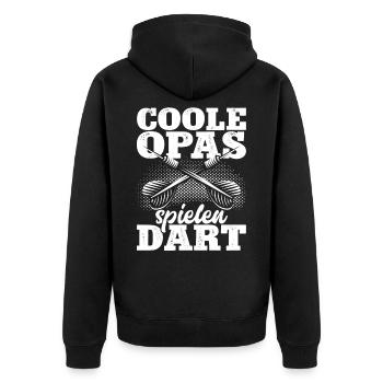 Darts Dart Opa Geschenk Dartspieler Dartboard - Unisex Premium Bio Zip Hoodie - Schwarz - Hinten - Nico (187cm)