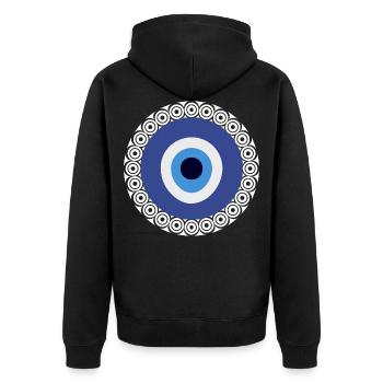 Nazar Augensymbol Nazar Charm Nazar Boncuk - Unisex Premium Bio Zip Hoodie - Schwarz - Hinten - Nico (187cm)