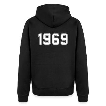 t-shirt 1969 anniversaire 1969 - Veste à capuche bio Premium Unisexe - noir - Dos - Nico (187cm)