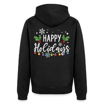 Happy Holidays Christmas Light Bulbs - Unisex Premium Organic Zip Hoodie - black - Back - Nico (187cm)