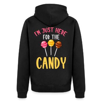 I'm Just Here For The Candy Halloween Sweets - Unisex Premium Bio Zip Hoodie - Schwarz - Hinten - Nico (187cm)