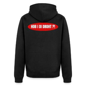 Österreich / Bayern Dialekt Sprüche / Mundart AUT - Unisex Premium Bio Zip Hoodie - Schwarz - Hinten - Nico (187cm)
