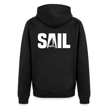 Sailing boat t-shirt sailing sailing sail - Unisex Premium Organic Zip Hoodie - black - Back - Nico (187cm)