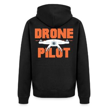 Drone Pilot Quadcopter FPV Drone - Unisex Premium Bio Zip Hoodie - Schwarz - Hinten - Nico (187cm)