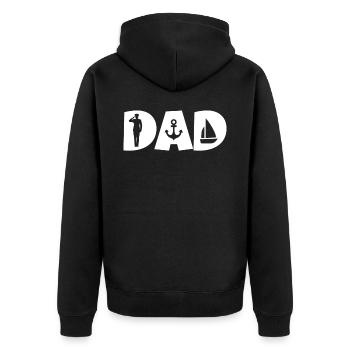 dad sailor sailor dad captain sailor - Unisex Premium Organic Zip Hoodie - black - Back - Nico (187cm)