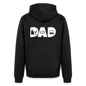 dad programmer coder dad developer - Unisex Premium Organic Zip Hoodie - black - Back - Nico (187cm)