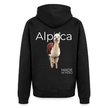 Alpaca Peru - Unisex Premium Organic Zip Hoodie - black - Back - Nico (187cm)