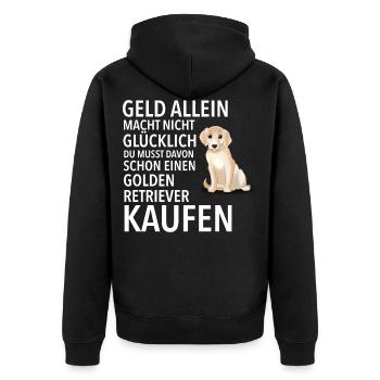 Golden Retriever Glücklich - Golden Retriever - Unisex Premium Bio Zip Hoodie - Schwarz - Hinten - Nico (187cm)