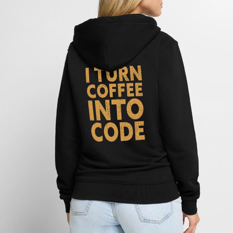 I Turn Coffee Into Code - Programmer Software Veste à capuche bio Premium Unisexe