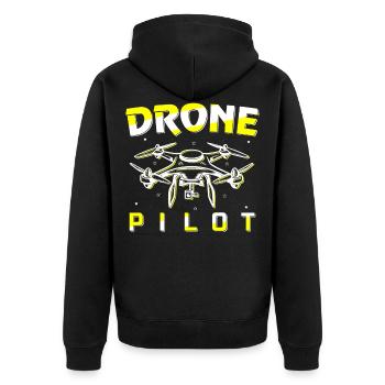 Drone Pilot Quadcopter FPV Drone - Unisex Premium Bio Zip Hoodie - Schwarz - Hinten - Nico (187cm)