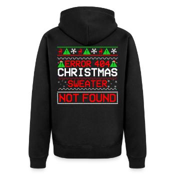 Error 404 Christmas Sweater Not Found Computer - Unisex Premium Bio Zip Hoodie - Schwarz - Hinten - Nico (187cm)
