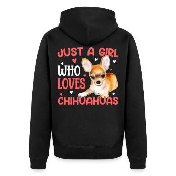 Just A Girl Who Loves Chihuahuas - Unisex Premium Bio Zip Hoodie - Schwarz - Hinten - Nico (187cm)