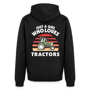Retro Tractor - Juste une fille qui aime les tracteurs - Veste à capuche bio Premium Unisexe - noir - Dos - Nico (187cm)