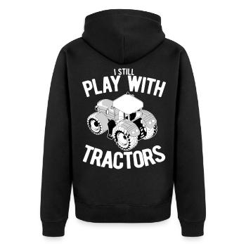 Je joue avec des tracteurs - Idée cadeau tracteur - Veste à capuche bio Premium Unisexe - noir - Dos - Nico (187cm)