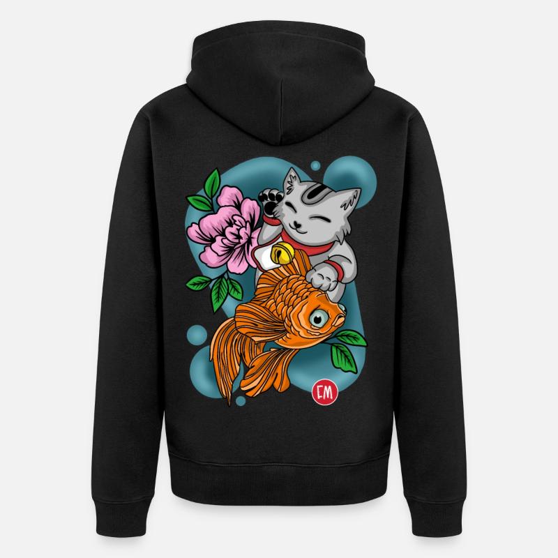 maneki neko - Veste à capuche bio Premium Unisexe - noir