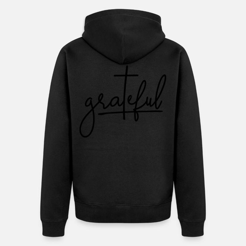 Lettrage religieux reconnaissant - Veste à capuche bio Premium Unisexe - noir