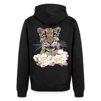leopard nebula - Unisex Premium Organic Zip Hoodie - black - Back - Nico (187cm)