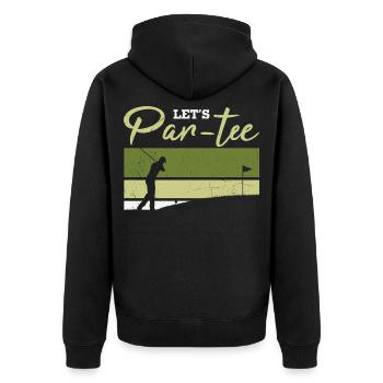 Let's Par-tee Golf Pun - Unisex Premium Bio Zip Hoodie - Schwarz - Hinten - Nico (187cm)