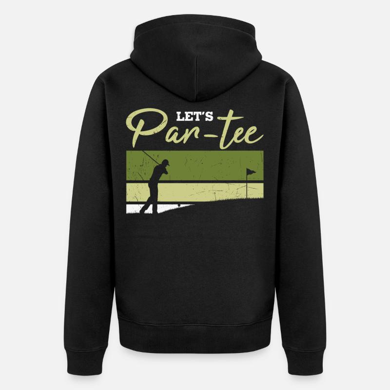 Let's Par-tee Golf Pun - Unisex Premium Organic Zip Hoodie - black