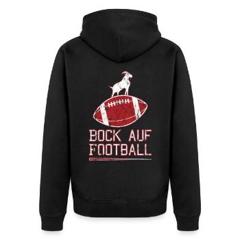 American Football Bock auf Football - Unisex Premium Bio Zip Hoodie - Schwarz - Hinten - Nico (187cm)