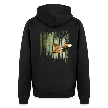 Casual fox behind the tree in the forest - Unisex Premium Organic Zip Hoodie - black - Back - Nico (187cm)