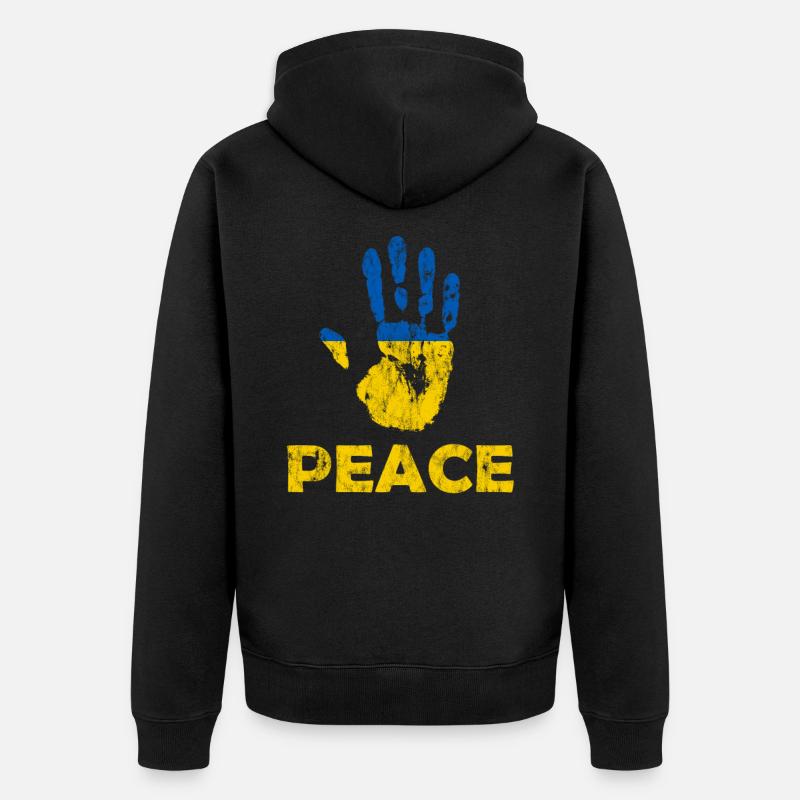 Main Paix Ukraine - Veste à capuche bio Premium Unisexe - noir