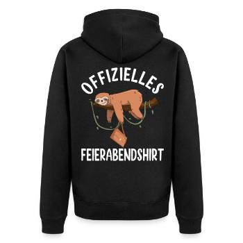 Faultier Endlich Chillen FEIERABENDSHIRT Geschenk - Unisex Premium Bio Zip Hoodie - Schwarz - Hinten - Nico (187cm)