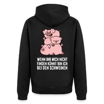 Landwirtschaft Schweine Schweinchen Bauernhoff - Unisex Premium Bio Zip Hoodie - Schwarz - Hinten - Nico (187cm)