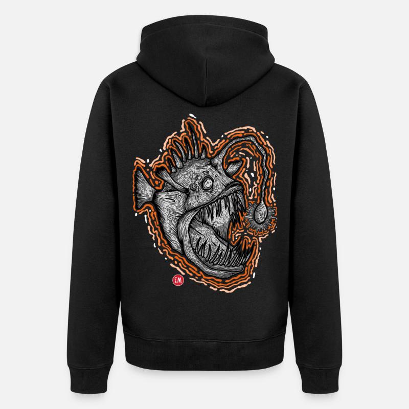 Anglerfisch - Unisex Premium Bio Zip Hoodie - Schwarz
