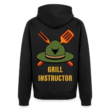 Instructeur de grillades (grillades, BBQ, Barbecue, cabane / NEG) - Veste à capuche bio Premium Unisexe - noir - Dos - Nico (187cm)
