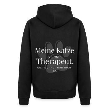 Mon chat – mon thérapeute avec la fourrure. - Veste à capuche bio Premium Unisexe - noir - Dos - Nico (187cm)
