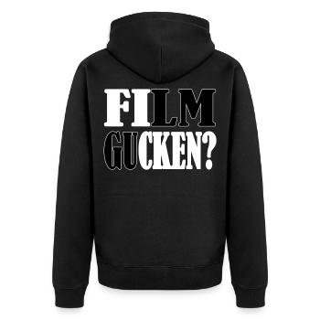 Film gucken? - Unisex Premium Bio Zip Hoodie - Schwarz - Hinten - Nico (187cm)