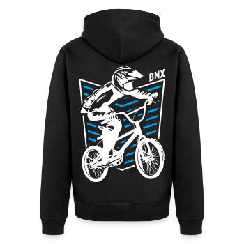 | de badge Bmx Bmx Bike Rider Retro Bleu - Veste à capuche bio Premium Unisexe - noir - Dos - Nico (187cm)