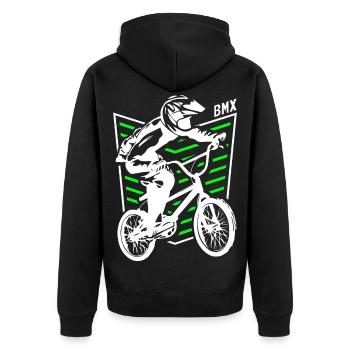 | de badge Bmx Bmx Bike Rider Vert - Veste à capuche bio Premium Unisexe - noir - Dos - Nico (187cm)