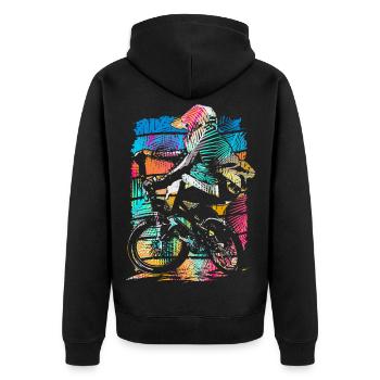 Retro Bmx Racing Coloré - Vélo Bmx Coloré - Bmx - Veste à capuche bio Premium Unisexe - noir - Dos - Nico (187cm)